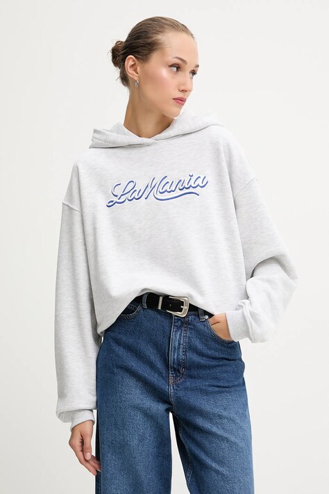La Mania bluza LUMA damska kolor szary z kapturem melanżowa LUMA