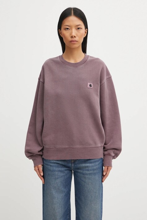 Carhartt WIP bluza bawełniana W' Nelson Sweatshirt damska kolor fioletowy gładka I029537.33IGD
