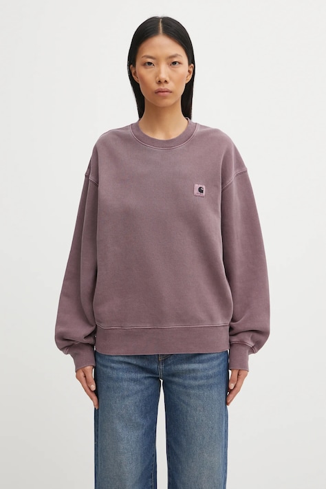 Carhartt WIP bluza bawełniana W' Nelson Sweatshirt damska kolor fioletowy gładka I029537.33IGD