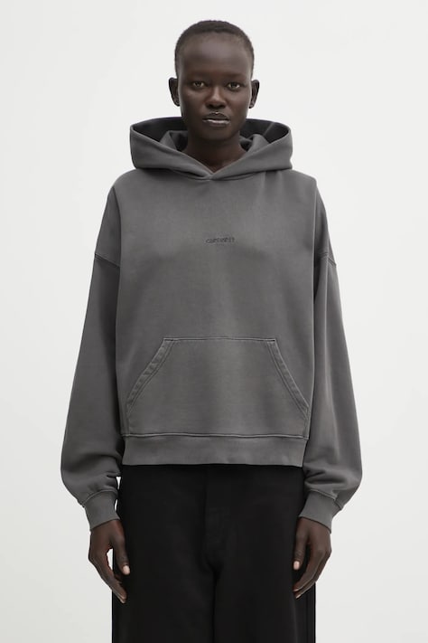 Carhartt WIP hanorac de bumbac W' Hooded Benton Sweat culoarea gri, cu glugă, uni, I034512.87GD