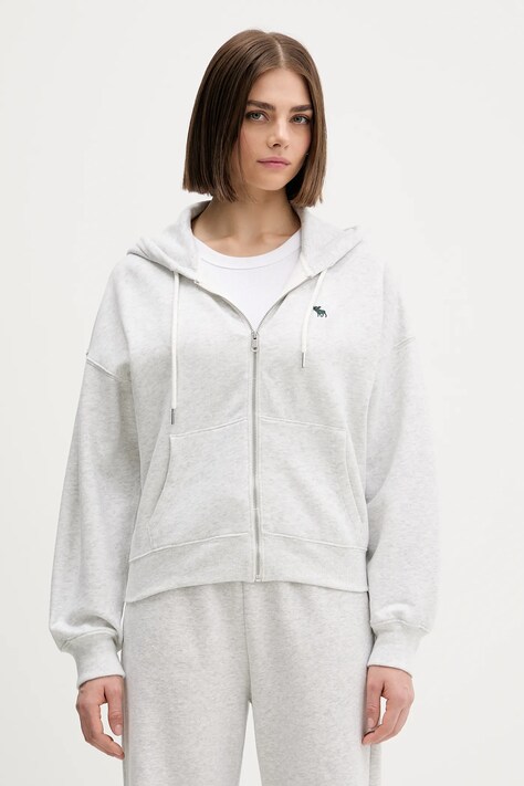 Abercrombie & Fitch bluza damska kolor szary z kapturem melanżowa KI152-5417-912