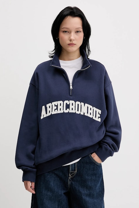 Abercrombie & Fitch bluza damska kolor niebieski z aplikacją KI152-5427-200