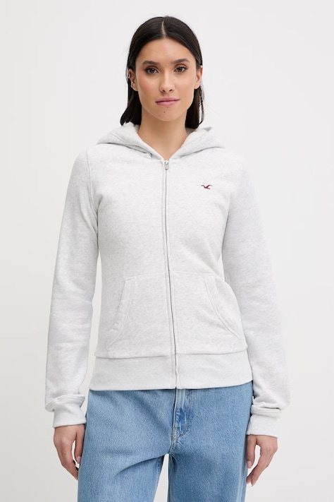 Hollister Co. bluza damska kolor szary z kapturem melanżowa KI352-5203-112