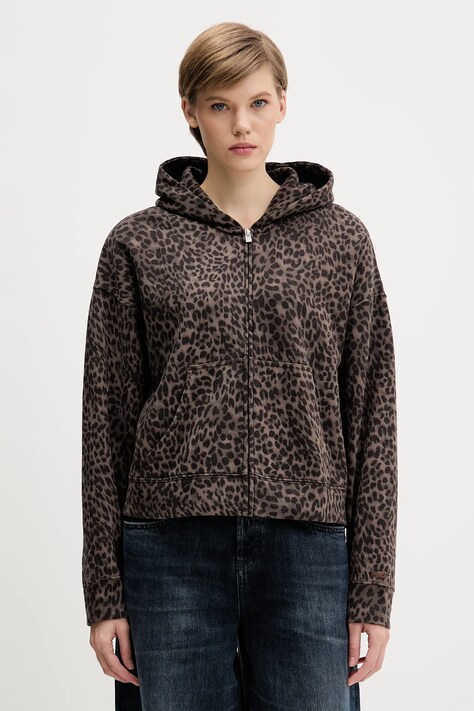 Hollister Co. bluza damska kolor brązowy z kapturem wzorzysta KI352-5223-908