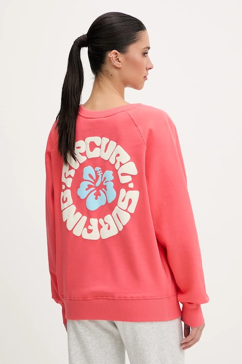 Rip Curl bluza bawełniana LUXE SURF damska kolor różowy z nadrukiem 0ARWFL