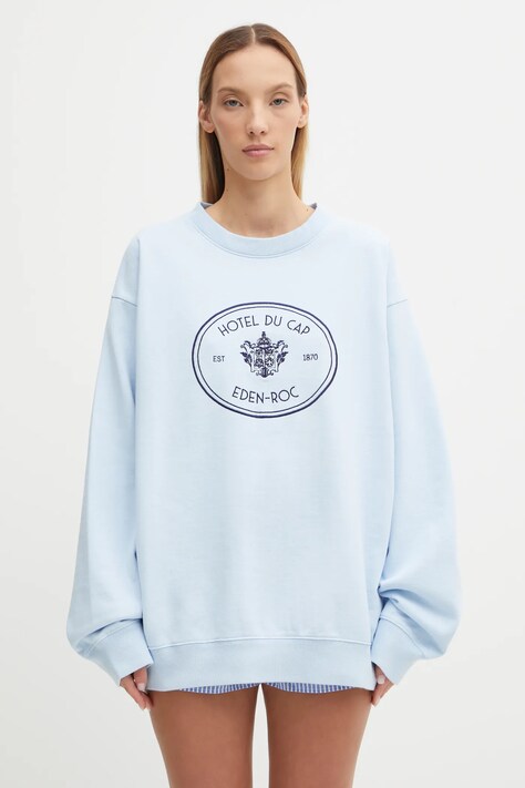 Sporty & Rich bluza bawełniana Eden Crest Embroidered damska kolor niebieski wzorzysta ST07160621BL90