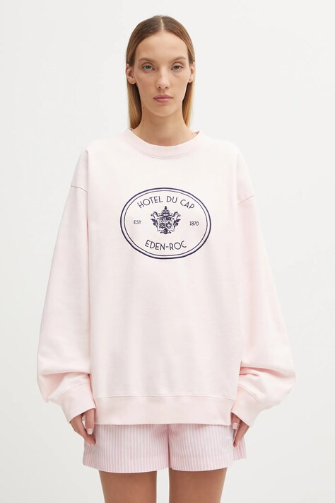 Sporty & Rich bluza bawełniana Eden Crest Embroidered damska kolor różowy z aplikacją ST07160621P140