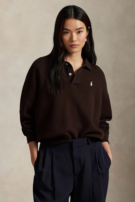 Polo Ralph Lauren bluza ARCTIC FLEECE damska kolor brązowy z nadrukiem 211947966009