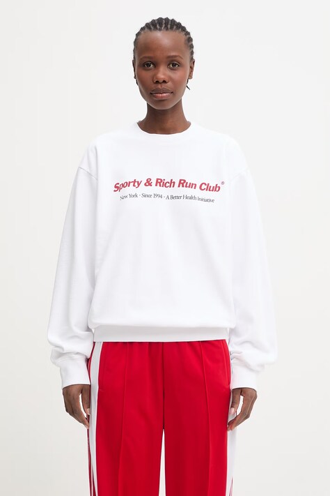 Sporty & Rich Run Club bluza oversize bawełniana damska biała ST07164172WH01