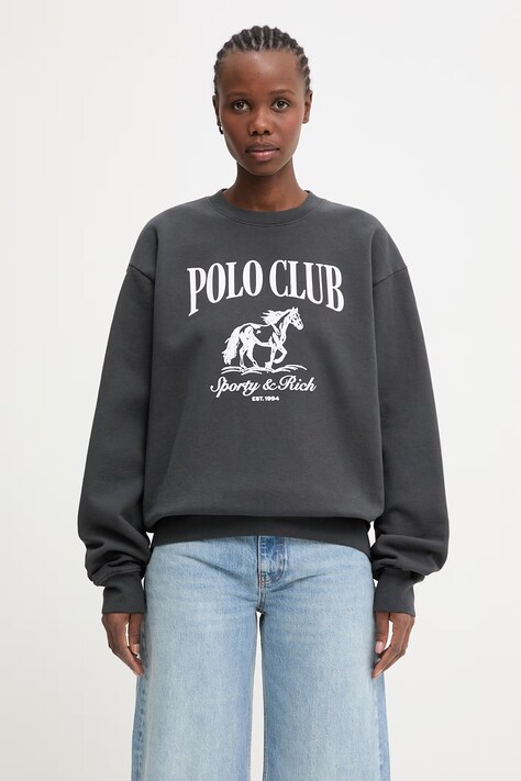 Sporty & Rich Stallion bluza oversize bawełniana damska czarna ST07165261BA02