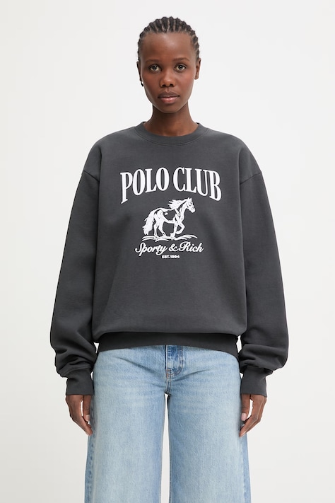Sporty & Rich Stallion bluza oversize bawełniana damska czarna ST07165261BA02