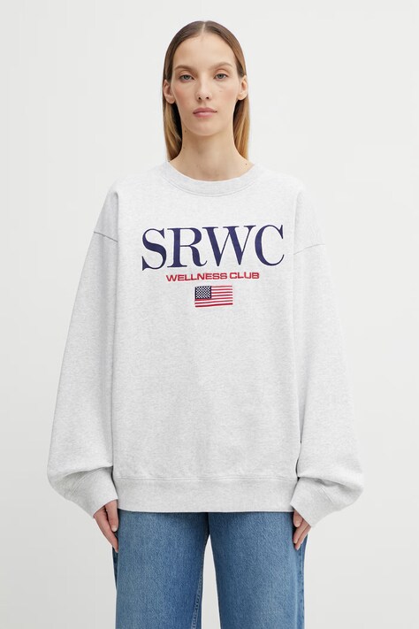 Sporty & Rich bluza bawełniana Nautical Embroidered damska kolor szary melanżowa ST07163177GY03