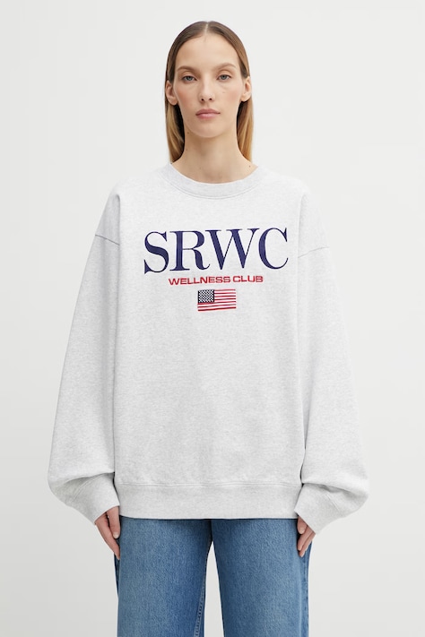 Sporty & Rich cotton sweatshirt Nautical Embroidered gray color ST07163177GY03