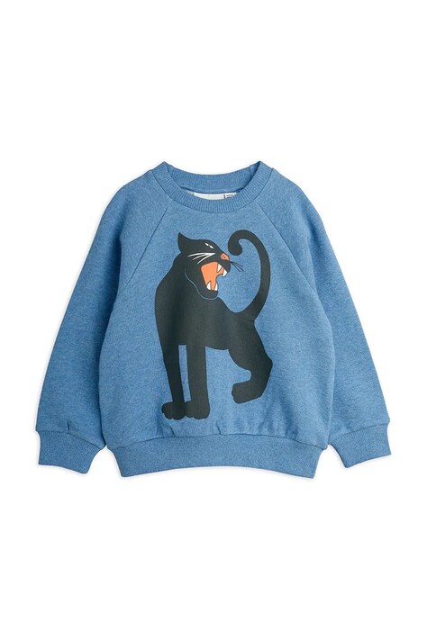 Bavlněná mikina Mini Rodini Panther modrá barva, s potiskem, 1100029960