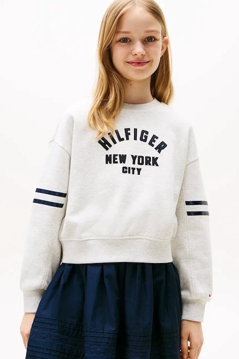 Tommy Hilfiger bluză culoarea gri, cu imprimeu, KG0KG08746