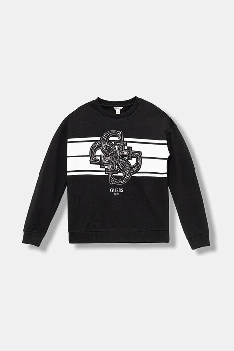 Guess bluza bawełniana dziecięca kolor czarny z nadrukiem J5YQ01 KA6R4