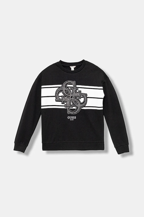 Guess bluza bawełniana dziecięca kolor czarny z nadrukiem J5YQ01 KA6R4