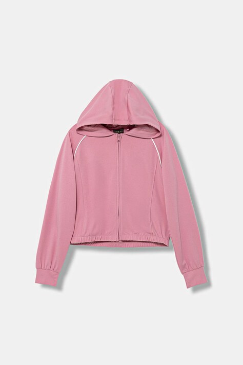 Guess bluza dziecięca kolor różowy z kapturem gładka J5YQ08 KCY62