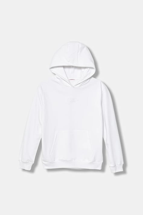 Guess bluza bawełniana dziecięca kolor biały z kapturem gładka J5YQ21 KAV34