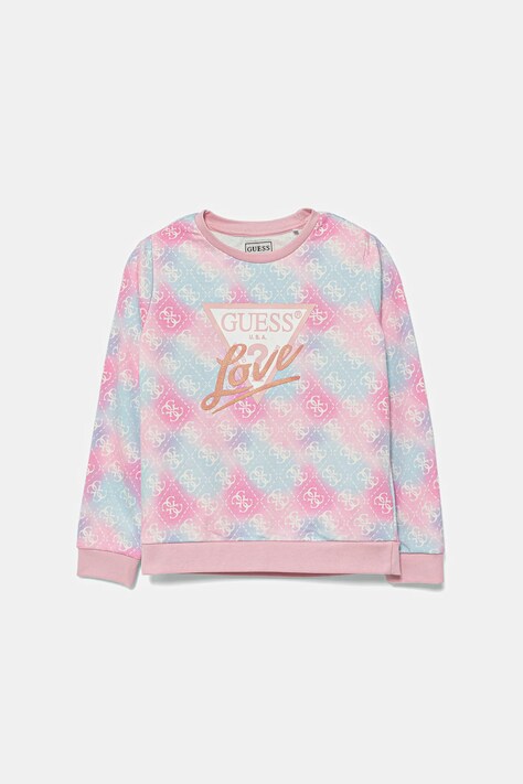 Guess hanorac de bumbac pentru copii culoarea roz, cu imprimeu, K5YQ02 KA6R4