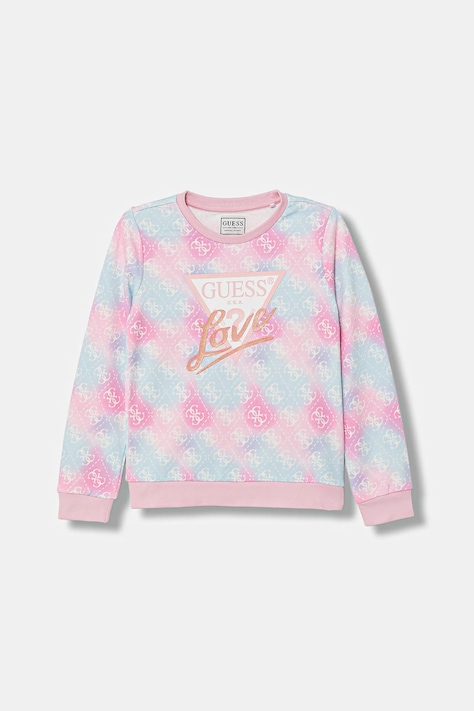 Guess bluza bawełniana dziecięca kolor różowy wzorzysta K5YQ02 KA6R4
