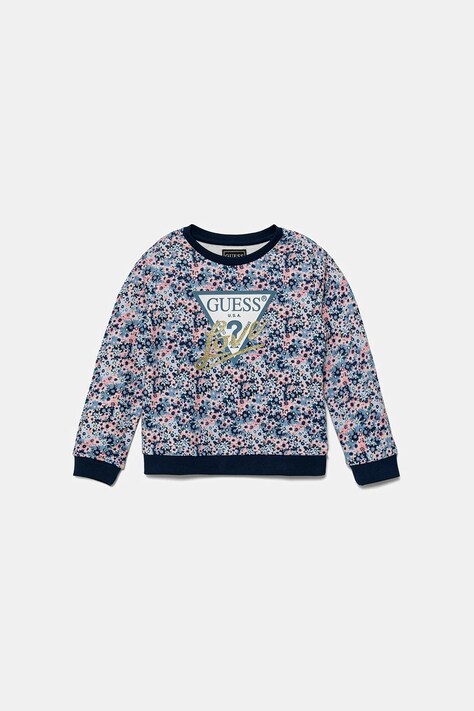 Guess hanorac de bumbac pentru copii culoarea bleumarin, cu imprimeu, K5YQ02 KA6R4