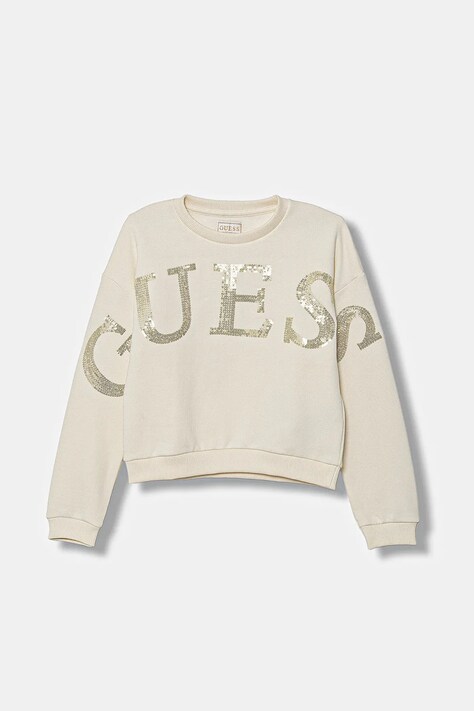 Guess bluza bawełniana dziecięca kolor beżowy z aplikacją K5YQ09 KAV34