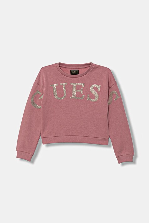 Guess bluza bawełniana dziecięca kolor różowy z aplikacją K5YQ09 KAV34