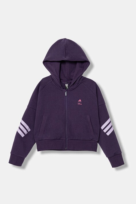 Παιδική μπλούζα adidas χρώμα: μοβ, με κουκούλα, JL9193