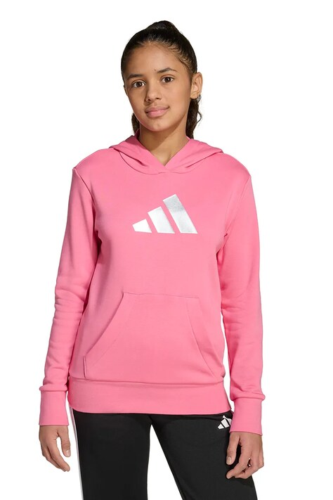 Детски суичър adidas в розово с качулка с принт JV5266