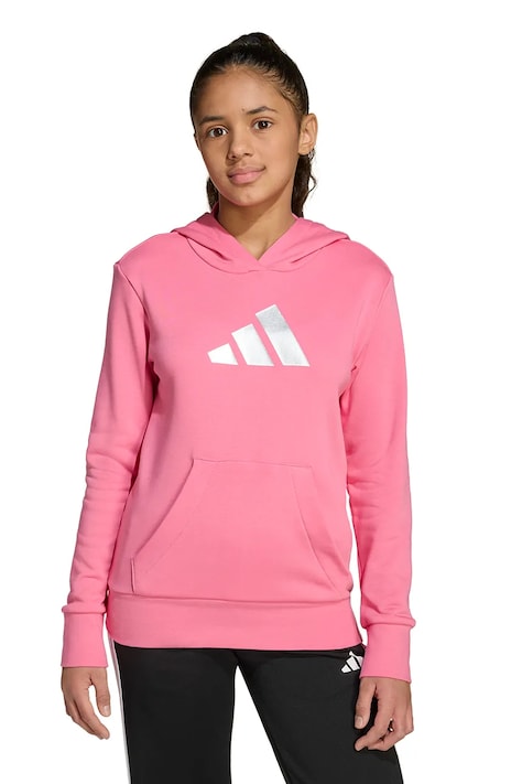 adidas bluză copii culoarea roz, cu glugă, cu imprimeu, JV5266