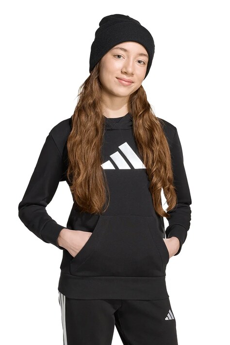 Детски суичър adidas в черно с качулка с принт JV5267