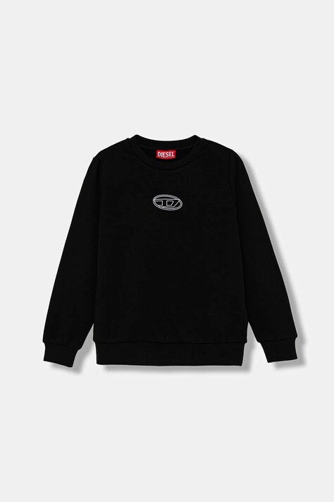 Diesel bluza bawełniana dziecięca SVALSY SWEAT-SHIRT kolor czarny z aplikacją J02417