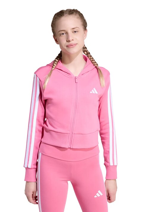 Детски суичър adidas в розово с качулка с изчистен дизайн JY4983