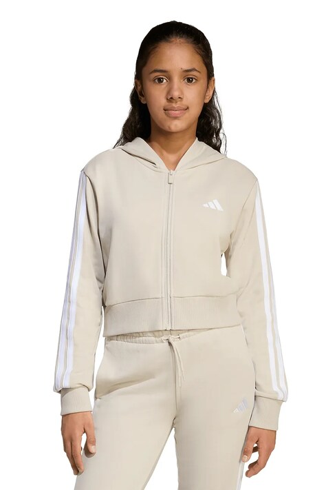 Детски суичър adidas в бежово с качулка с апликация KB7300