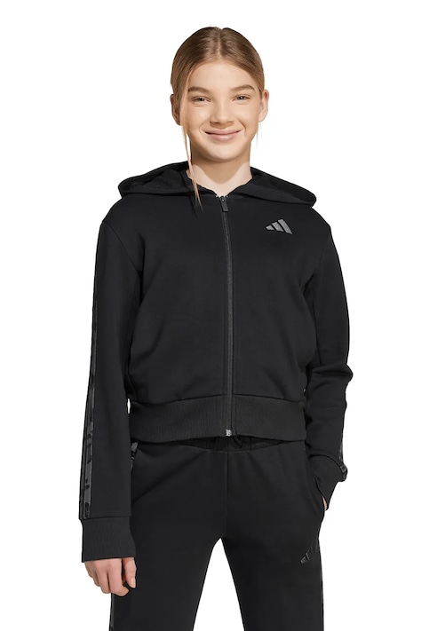 Дитяча кофта adidas колір чорний з капюшоном з аплікацією KC5418