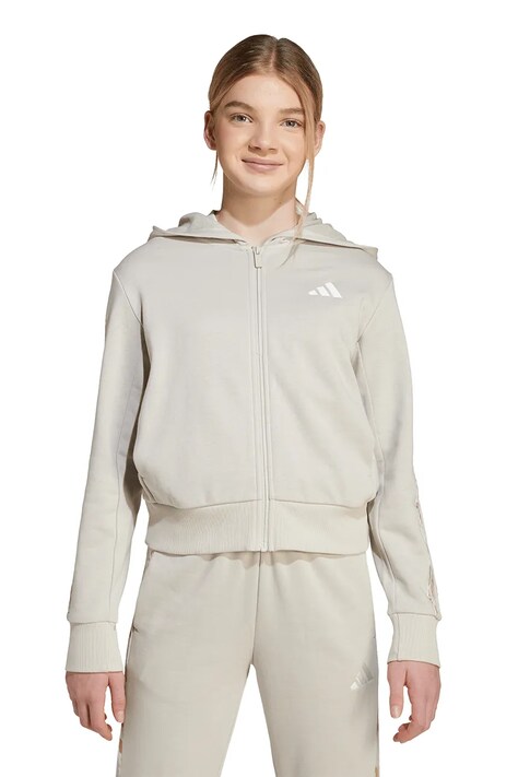 Παιδική μπλούζα adidas χρώμα: μπεζ, με κουκούλα, KC5419