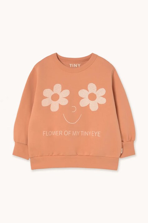Tinycottons bluza bawełniana dziecięca FLOWERS EYES GRAPHIC SWEATSHIRT kolor brązowy z nadrukiem AW25-285