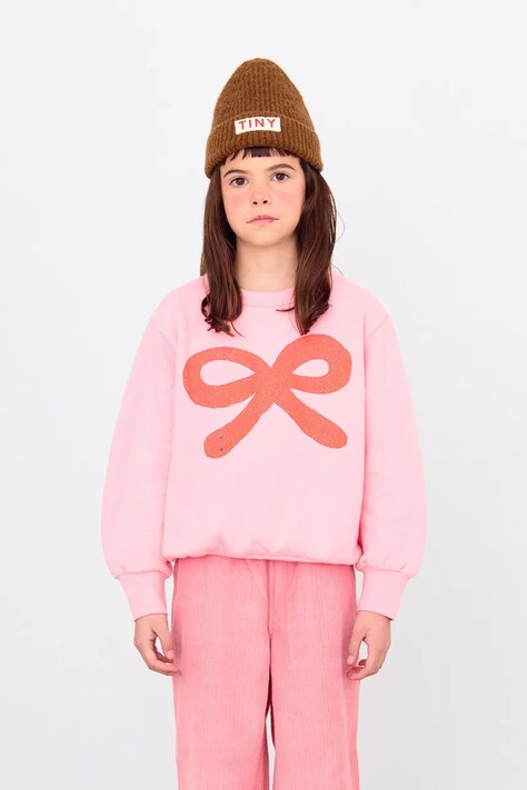 Tinycottons bluza bawełniana dziecięca WORM GRAPHIC SWEATSHIRT kolor różowy z nadrukiem AW25-293