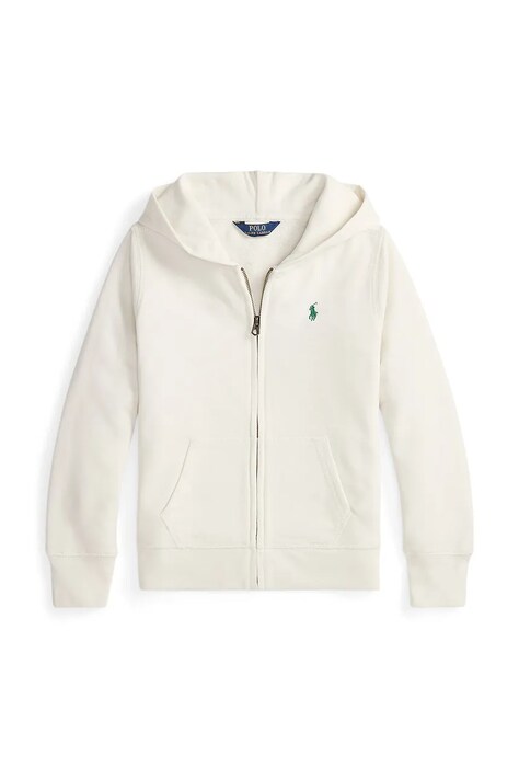 Dětská mikina Polo Ralph Lauren bílá barva, s kapucí, hladká, 313833560048