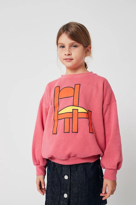 Дитяча бавовняна кофта Bobo Choses Chair колір рожевий з капюшоном візерунок 225AC034