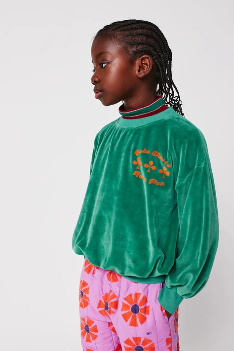 Bobo Choses bluza dziecięca Have Fun kolor zielony gładka 225AC040