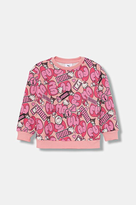 Παιδική μπλούζα Puma PUMA X HELLO KITTY & FRIENDS Relaxed AOP Crew FL χρώμα: ροζ, 632392