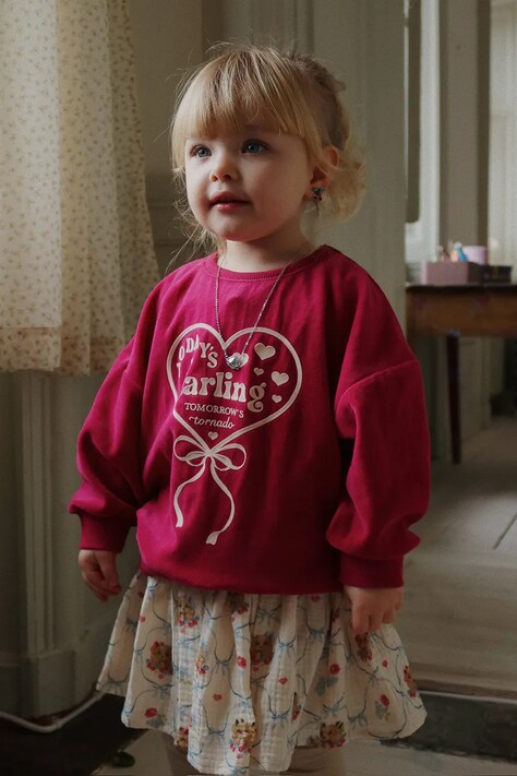 Konges Sløjd bluza dziecięca z bawełną VELOU BLOUSE GOTS kolor bordowy z aplikacją KS104028