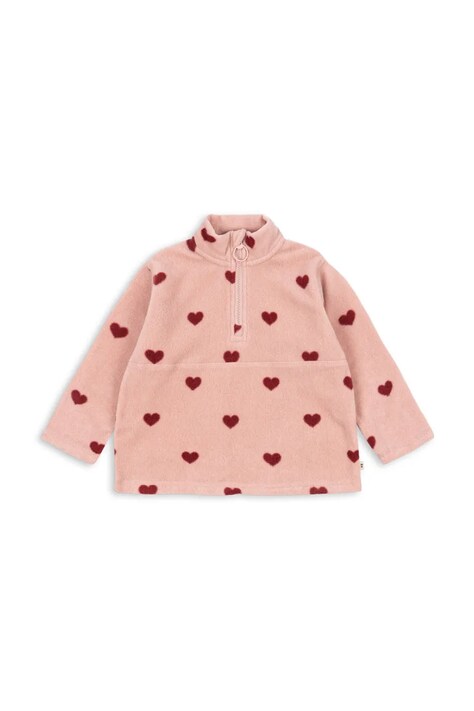 Konges Sløjd bluza dziecięca TAVI FLEECE SWEATSHIRT GRS kolor różowy z kapturem gładka KS101301