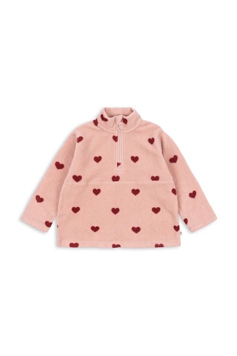 Детски суичър Konges Sløjd TAVI FLEECE SWEATSHIRT GRS в розово с качулка с изчистен дизайн KS101301