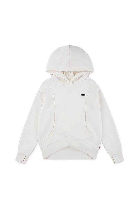 Детски суичър Levi's BATWING PATCH HOODIE в бежово с качулка с изчистен дизайн 4EN447