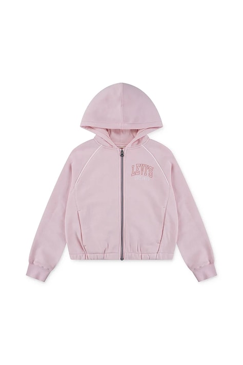 Levi's bluză copii MEET AND GREET FULL ZIP HO culoarea roz, cu glugă, cu imprimeu, 4EN479