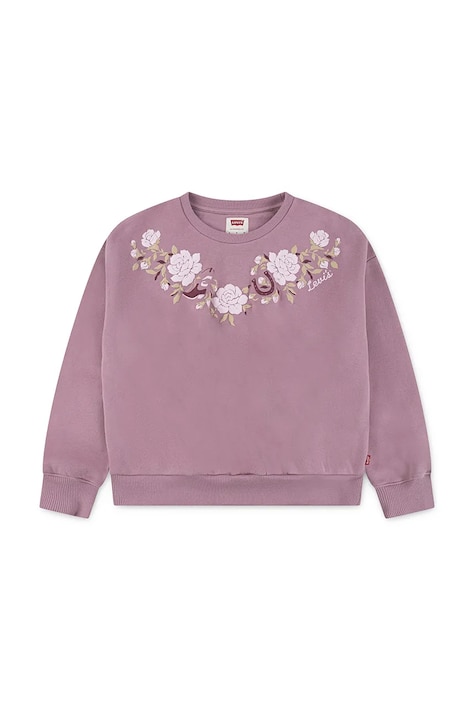 Levi's bluză copii ROSE FRONT TUCK CREW culoarea roz, cu imprimeu, 4EP015