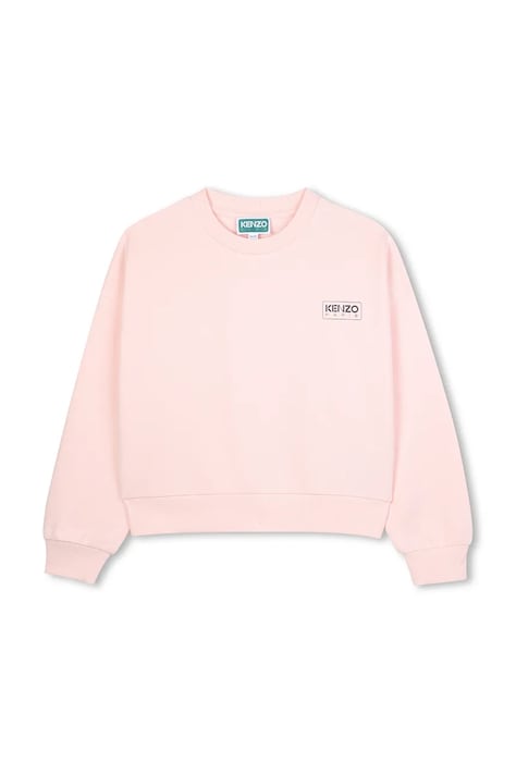 Kenzo Kids bluza dziecięca kolor różowy z kapturem z nadrukiem K61369